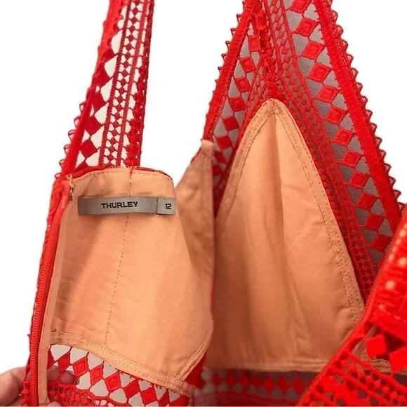 Thurley Halley's Comet Fit-&-Flare Dress Red Orange Mandarin - Picture 6 of 10